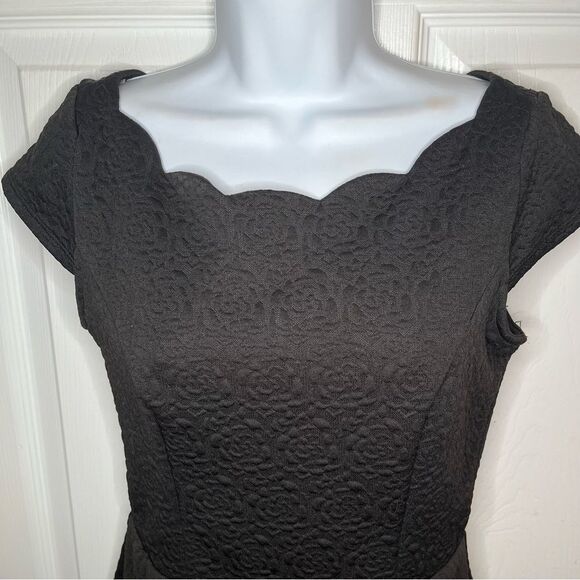 Altar'd State LBD Rose Embossed Black Mini Dress Fit and Flare S - Picture 4 of 10